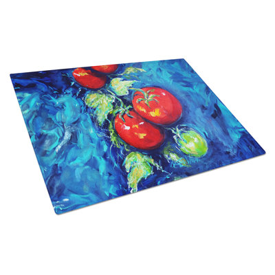 Planche à découper en verre créole tomates