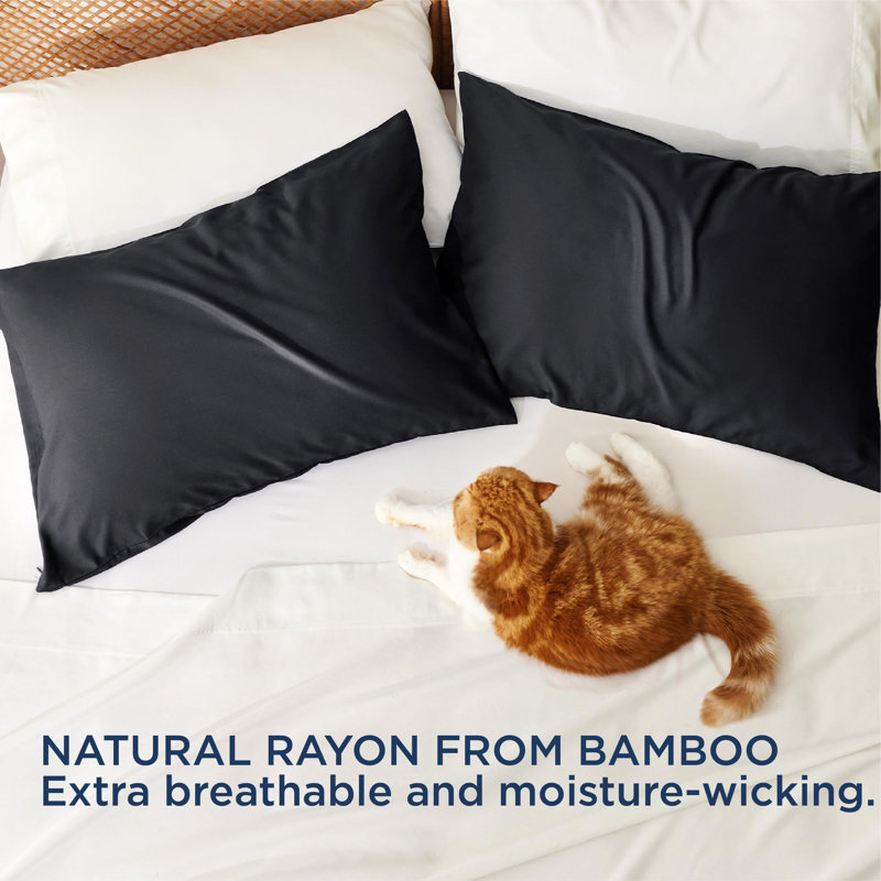 Bedsure Cooling Pillow Cases Queen Size Set Of 2, Rayon Derived From Bamboo Cooling Pillowcases For Hot Sleepers, Soft & Breathable Cool Pillow Covers With Zipper, Gifts, 20X30 Inches