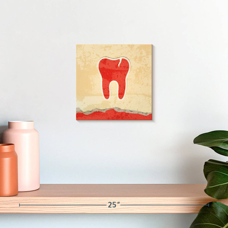 Dent rétro rouge, H 10 po x l 10 po