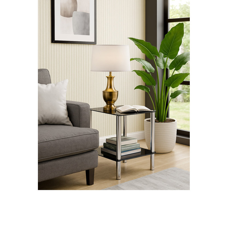 Matrix Glass Top End Table, Black