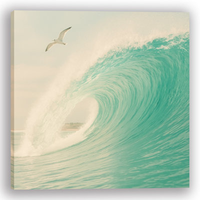 Impression sur toile Freedom Curl - Vague d'océan et mouette
