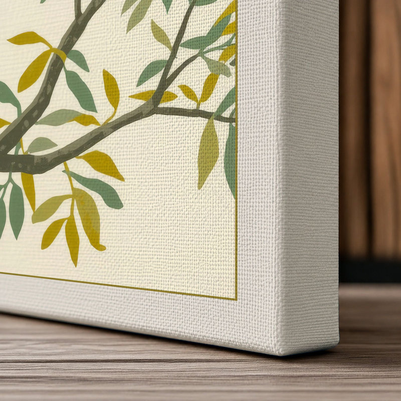 Resting Leopard Botanical - Wrapped Canvas, 30x20 - 76.2 x 50.8 cm, Cream Border