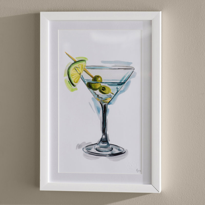 « olive martini », reproduction d’art encadrée, H 18 po x l 12 po x P 1,5 po