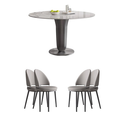 Rock Plate Modern Light Luxury Round Table Dining Set