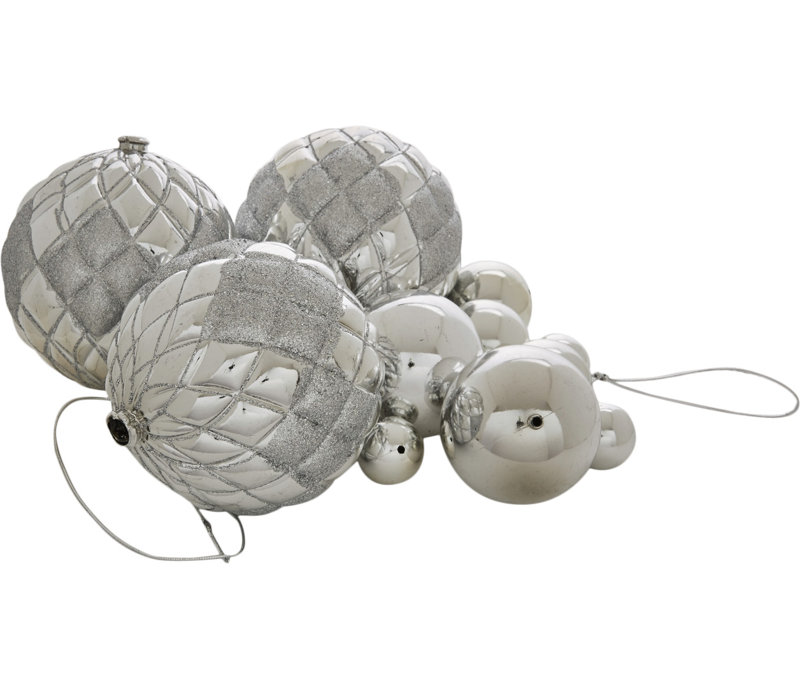 Grande guirlande boule de Noël incassable 6 pi avec accents scintillants, Argent