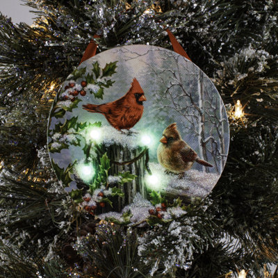 Winter Cardinals LED Ornament