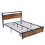 Grand lit plateforme en métal avec tête en bois, point de charge, 2 tiroirs de rangement, lumières à DEL, aucun sommier requis, limite de poids de 600 lb, port pour système d'assemblage facile, capacité, cadre à assembler