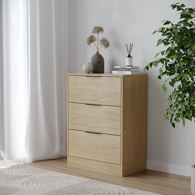 Amitabh Solid Wood 60cm W 3 - Drawer Chest of Drawers, Oak