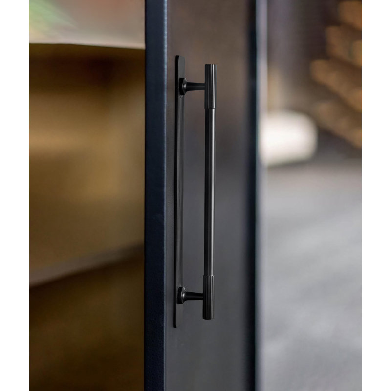 7.6'' Inch Center To Center Sturdy Bar Pull With Backplate-Black, 7.6", Black