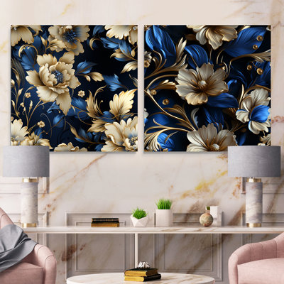 Regal Baroque Flourish Victorian Pattern II - Abstract Acrylic Wall Art Glass Set Of 2