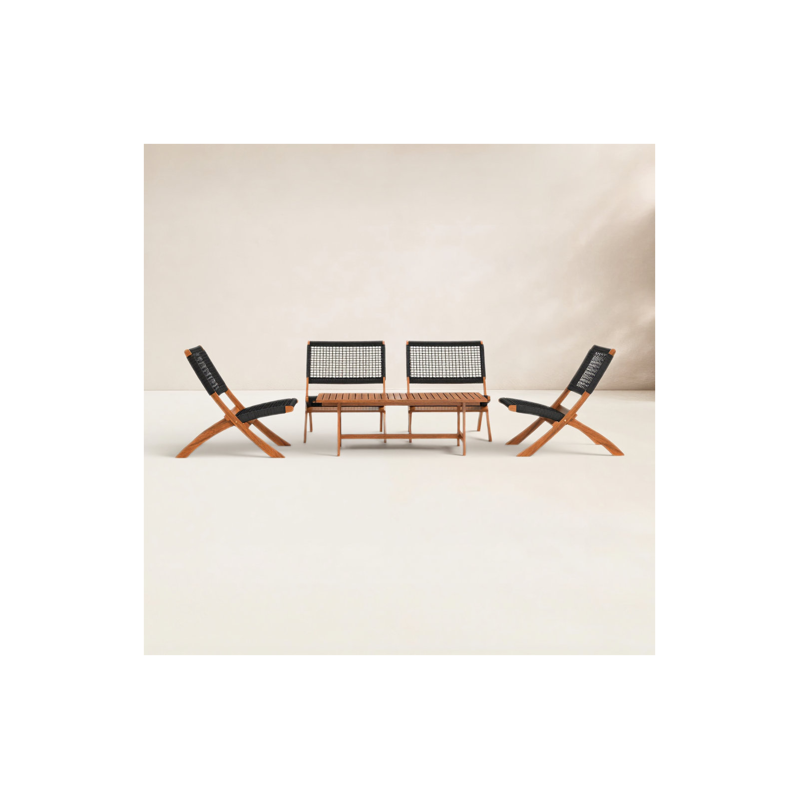 Kismet 5-Piece Armless Chairs Seating Group, Natural/Black