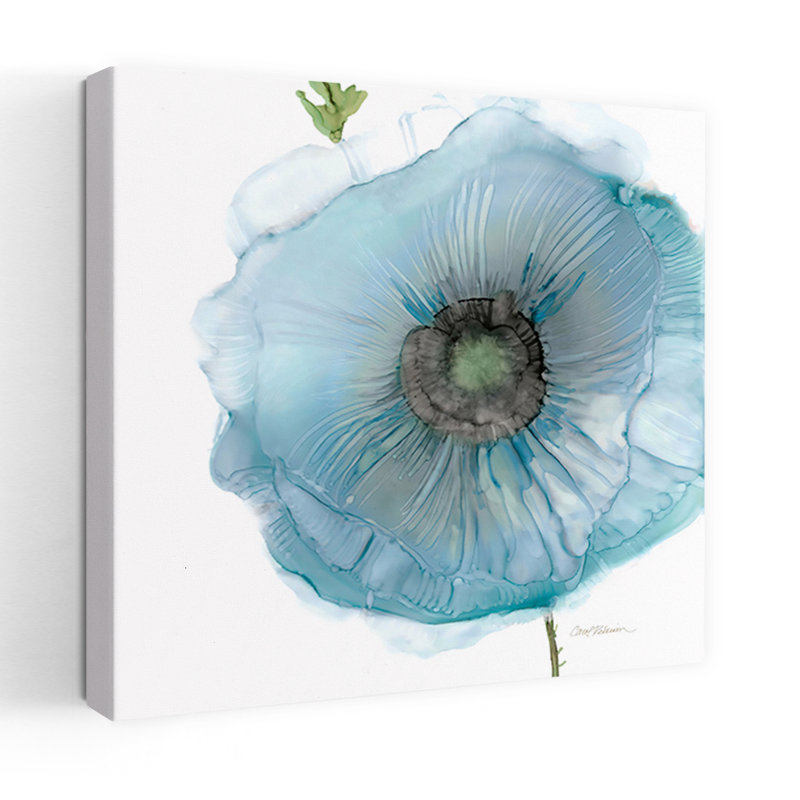 Art mural abstrait irisé bleu coquelicot II, H 32 po x l 32 po