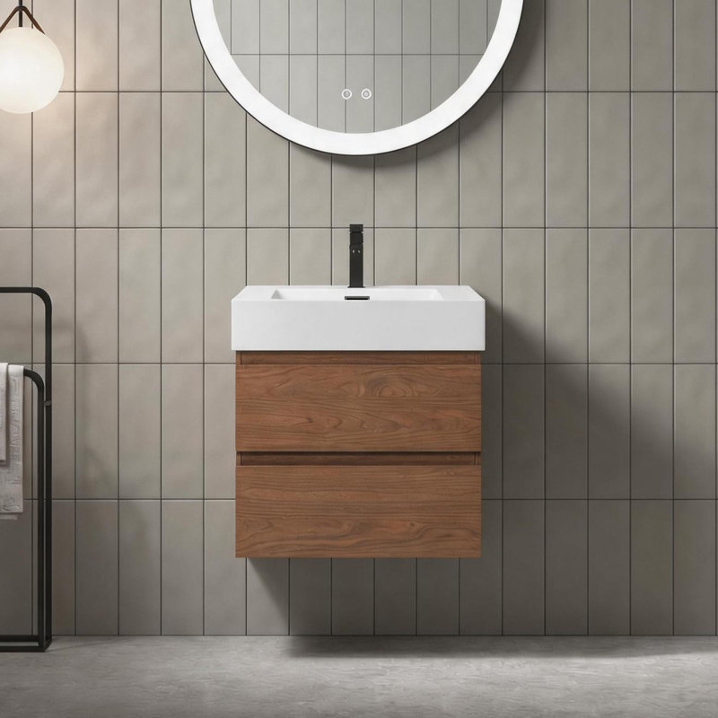 Meuble-lavabo flottant épais de 24 po (RTA), Chêne brun, 24"