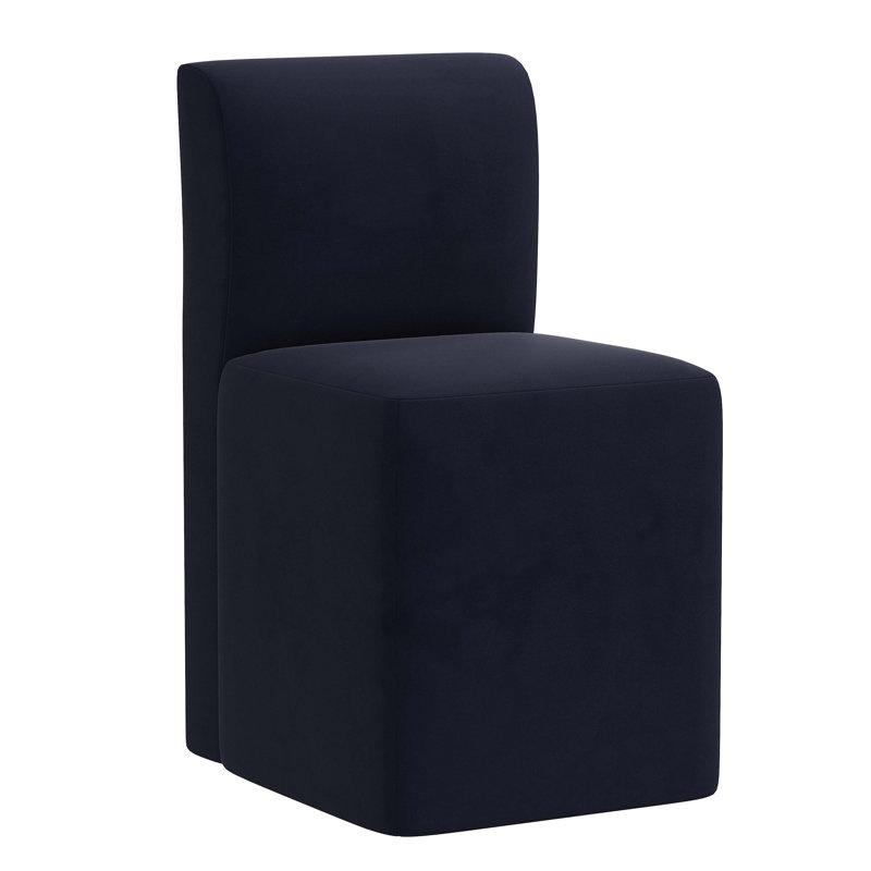 Chaise rembourrée Mendy, Velours performance encre classique