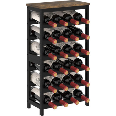 24-Bottle Stackable Wine Rack – Wine Storage Shelves With Tabletop For Kitchen, Bar, Or Dining Room, Rustic Brown by Ebern Designs
