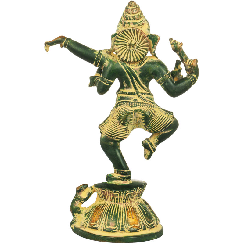 Ganesha dansant en laiton, Vert / or