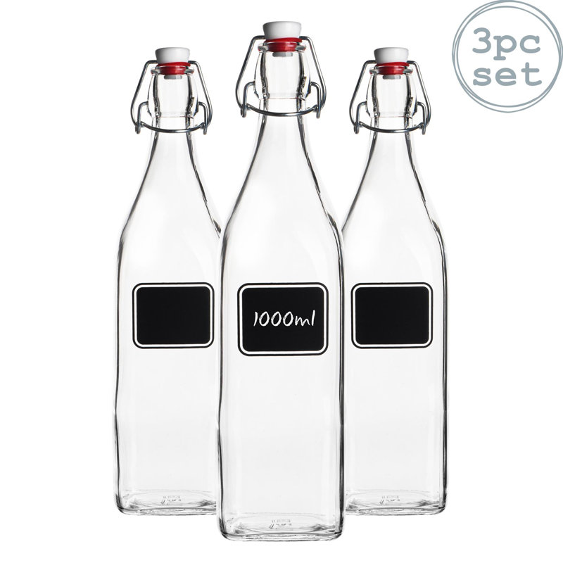 Lavagna Glass Swing Bottles with Labels, 30.5cm H x 9cm W x 9cm D