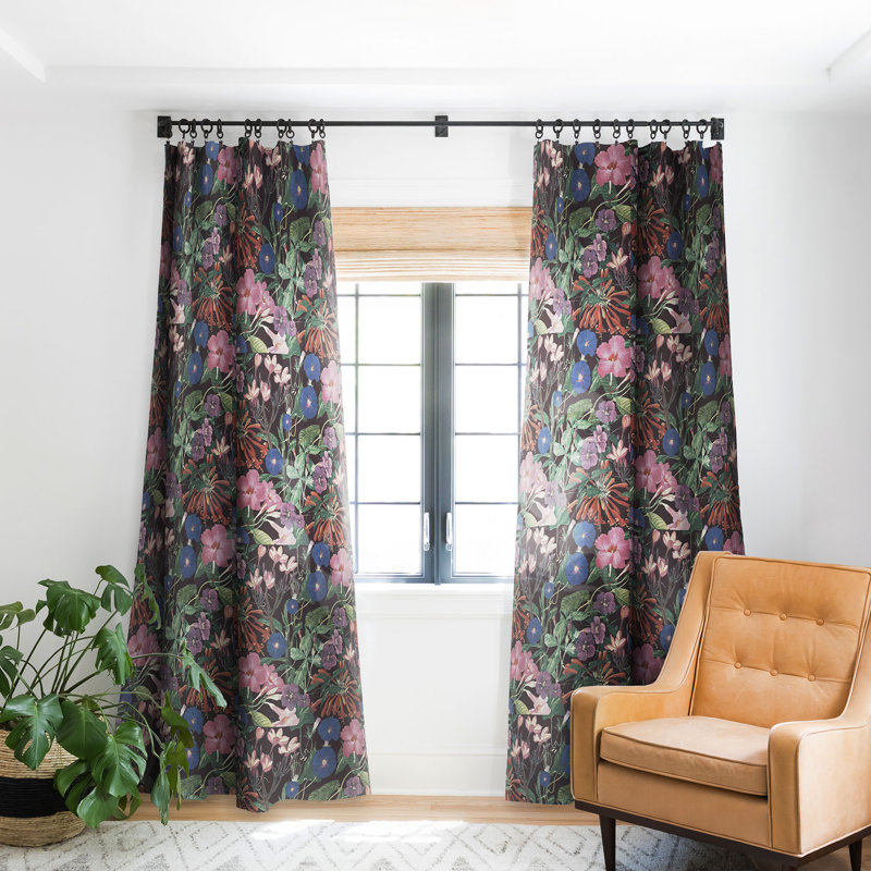 Cayenablanca Floral Symphony 1pc Blackout Window Curtain Panel