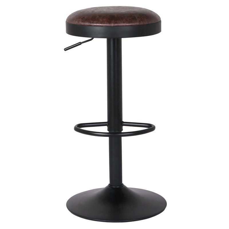 Jaydon Swivel Upholstered Adjustable Height Stool, Vintage Coffee Brown