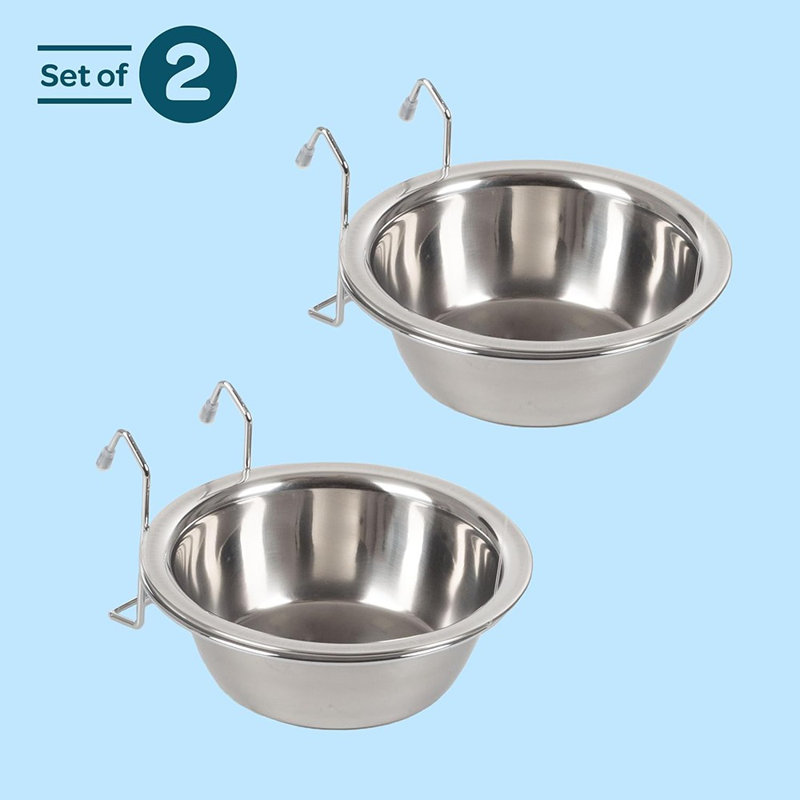 Bols pour animaux suspendus pour chenils et caisses - Bols d'eau et d'eau 20 oz, Va au lave-vaisselle - Argent