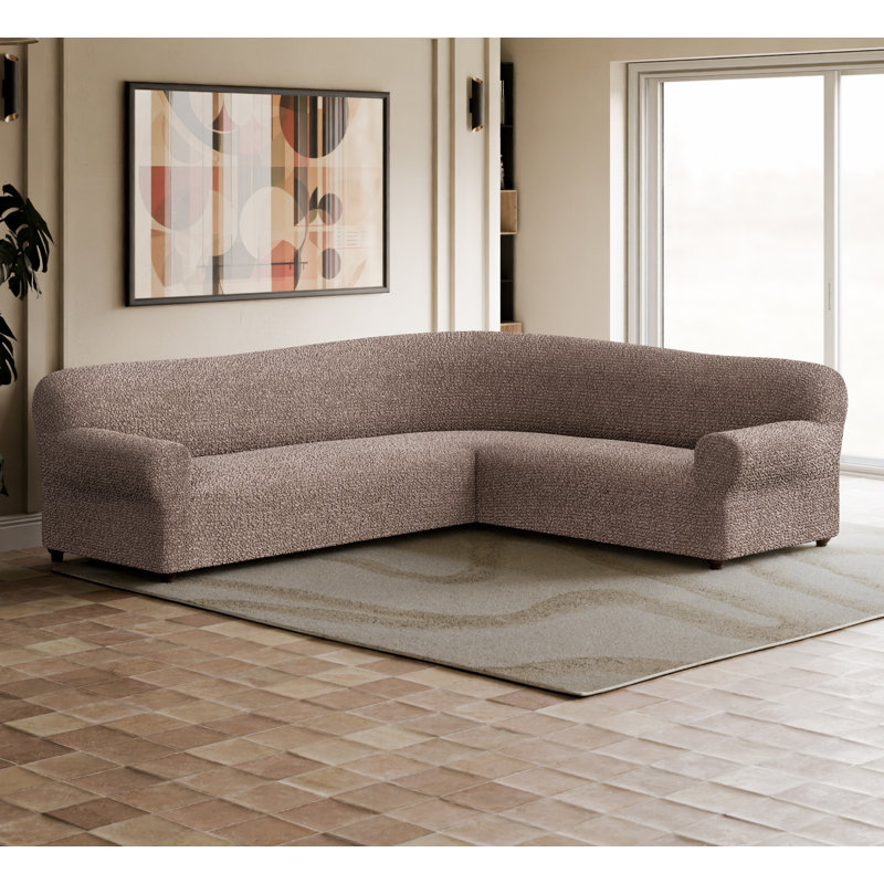 Housse extensible pour canapé d'angle - Style italien et qualité supérieure - Collection CottonRich, Chameau