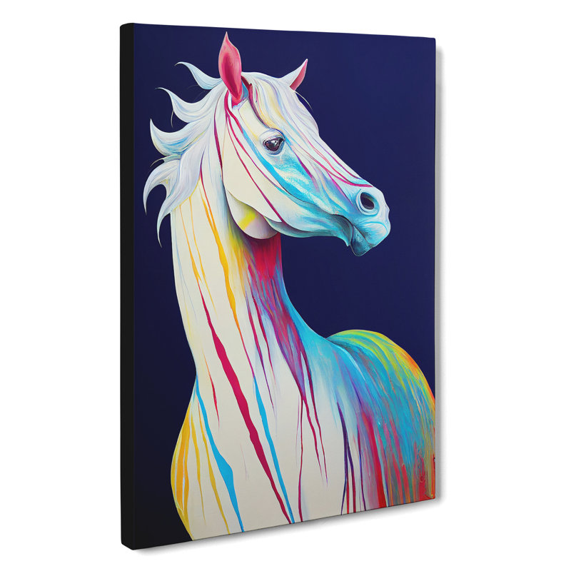 Horse In Technicolour Abstract - Wrapped Canvas Print, 60cm H x 40cm W x 3cm D