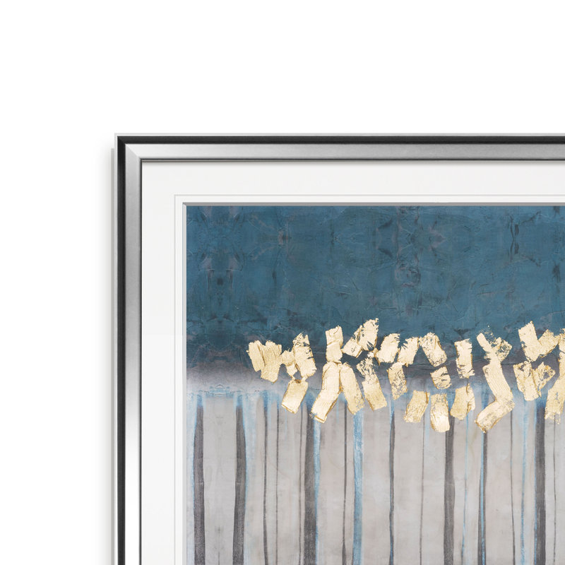 " Embellished Treeline I ", 18" H x 18" W x 1.5" D, Silver Framed