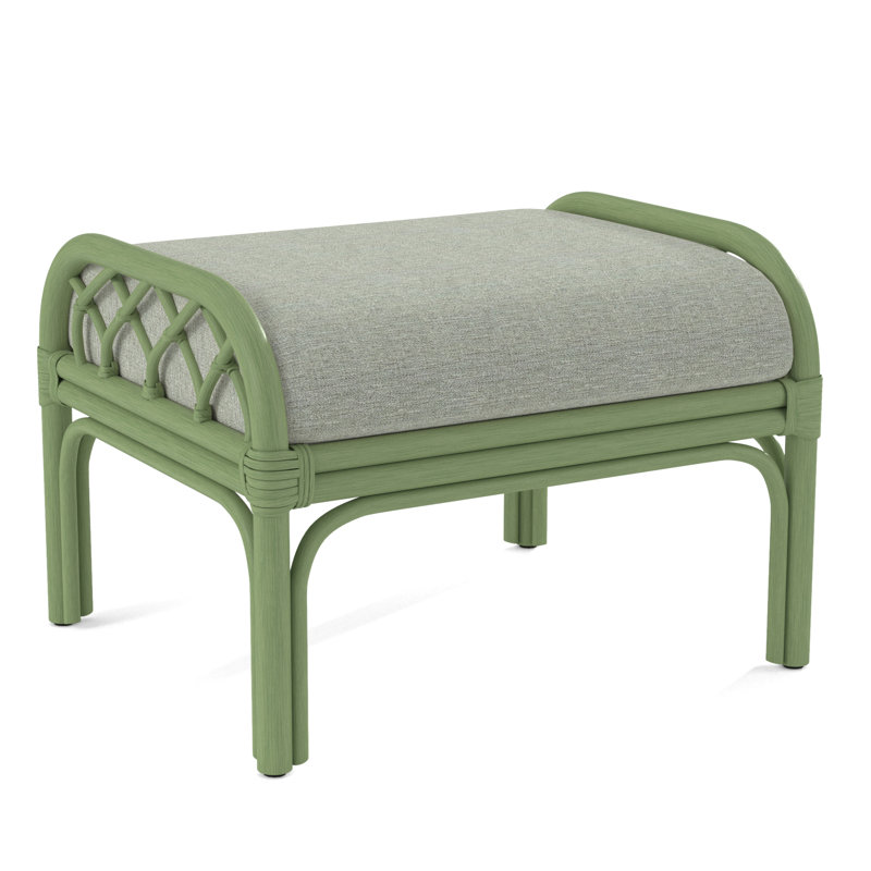 Edgewater Ottoman, Celery, White Performance Fabric; 0851-94