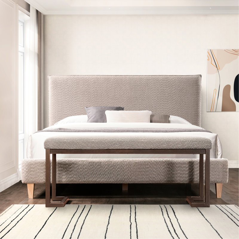 Banc rembourré gris