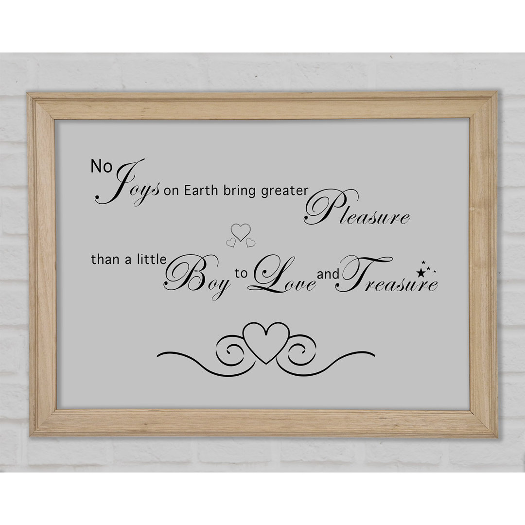 Boys Room Quote No Joys On Earth Bring Pleasure Grau Gerahmter Druck