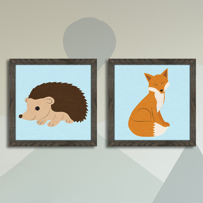 « superficies animal ii »-ensemble de 2 pièces imprimées, Cadre brun, H 13,5 po x l 13,5 po x P 1 po