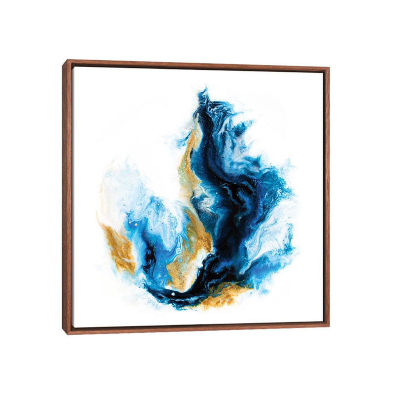 Crashing Sea - Print on Canvas, Classic Brown Wood Framed, 93.98 cm H x 93.98 cm W