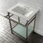 Lavabo console Kingston en céramique Sheridan 24 pouces avec pieds en acier inoxydable et tablette en verre (3 trous) Kingston-54822240-54822238