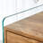 Double-Drawer Bedside Table. The Board Surface Is MDF With Wood Grain Sticker, And Both Sides Are Transparent Tempered Glass. The Design Is Simple And Elegant, With Excellent Storage Functions.