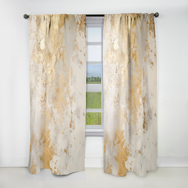 Fizzs Beige And Gold Fantasy - Modern Curtain - Velvet Room Darkening - 1 panel, 52" W x 84" L