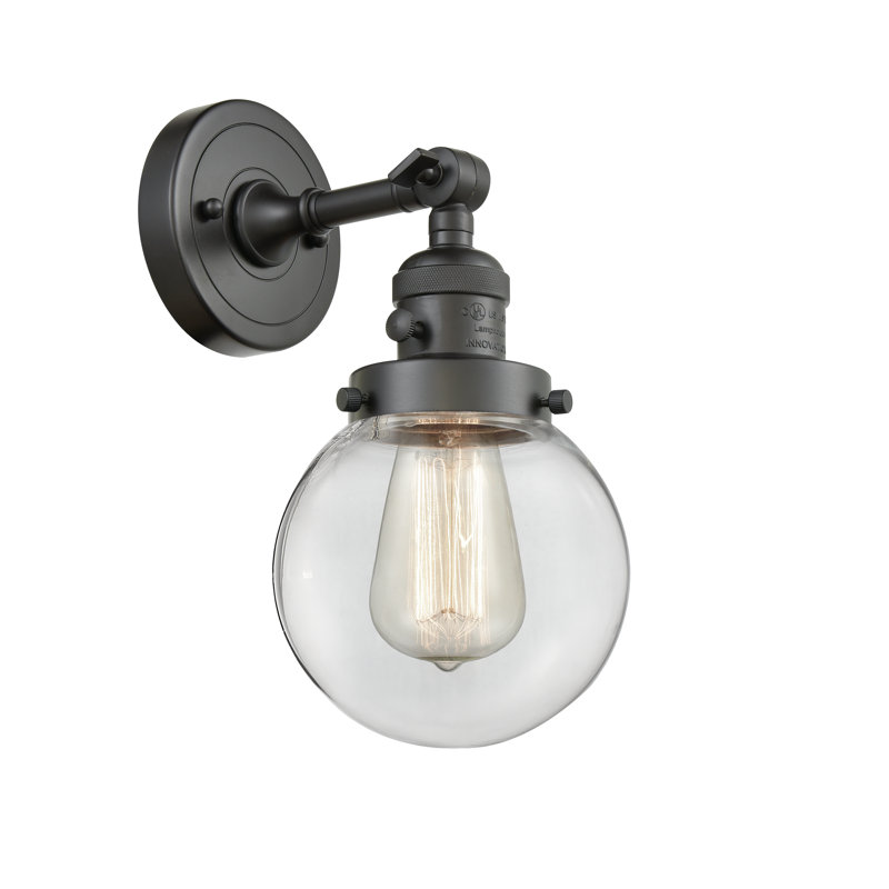 Cleorand Armed Sconce, 60 Watt Vintage Incandescent Bulb, Clear, Oil Rubbed Bronze
