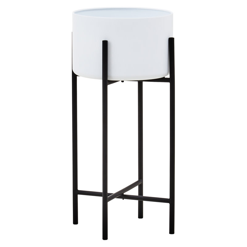 Maleiyah Metal Cachepot, White/Black, 55 x 28 x 80