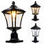 Grand lampadaire solaire d'extérieur classique en aluminium noir