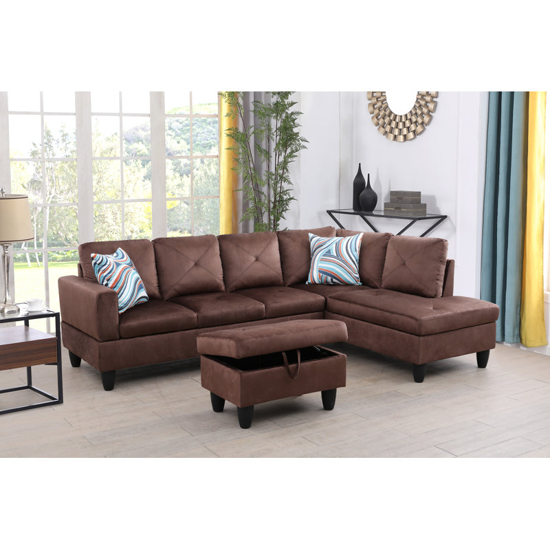 Eolia 97"Right Hand Facing Sofa & Chaise, Maroon 