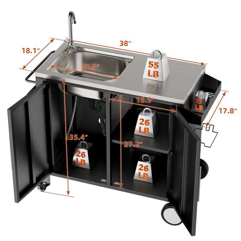 Outdoor Grill Table With Sink