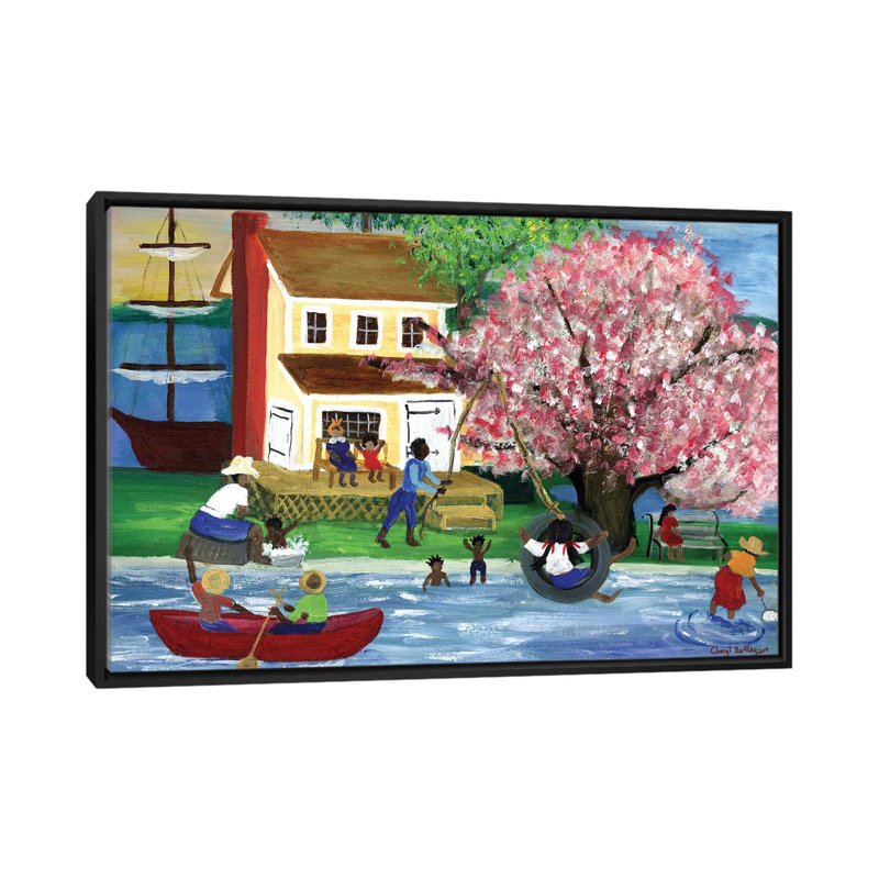 Maison afro-américaine Summertime, H 18 po x l 26 po x P 1,5 po, Toile avec cadre noir