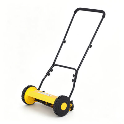 14" Manual Push Lawn Mower – Lightweight Hand Push Reel Mower Without Grass Catcher, Eco-Friendly Walk-Behind Mower for Small Yards, Gardens & Patios, Red