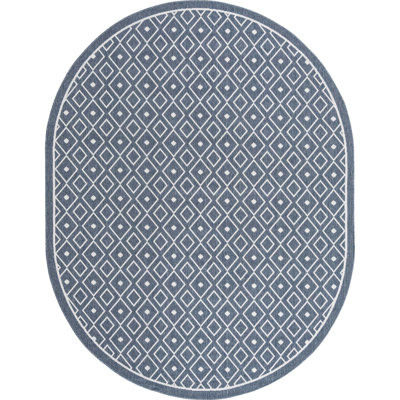 Tapis intérieur / extérieur à motif géométrique bleu marine