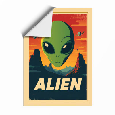Alien Visitor Retro - Framed Print