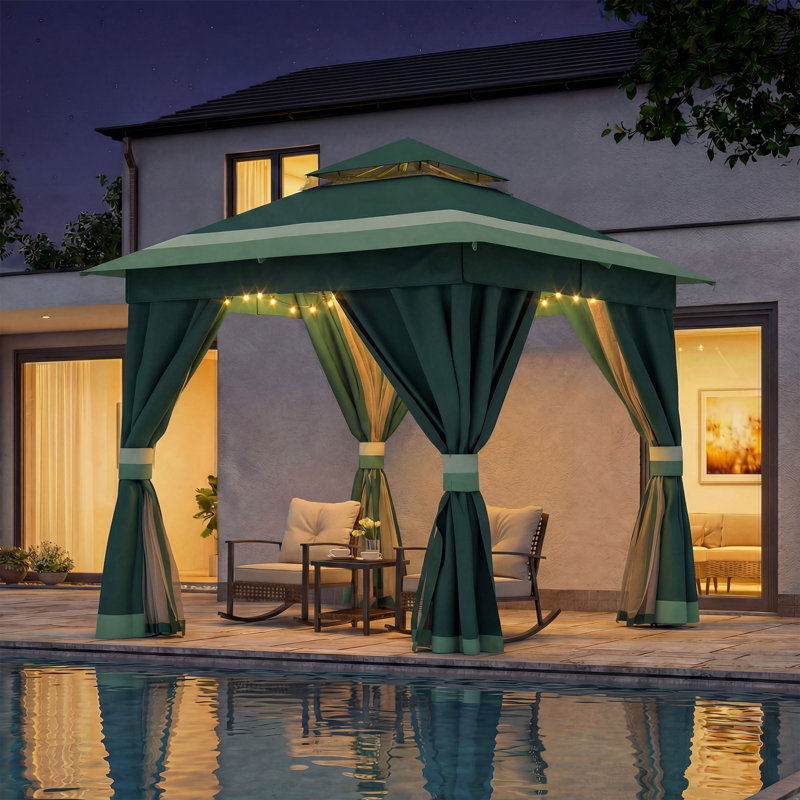 Pavillon de jardin en acier, 8 x 8 pi, GREEN GRADIENT (NOUVEAU)