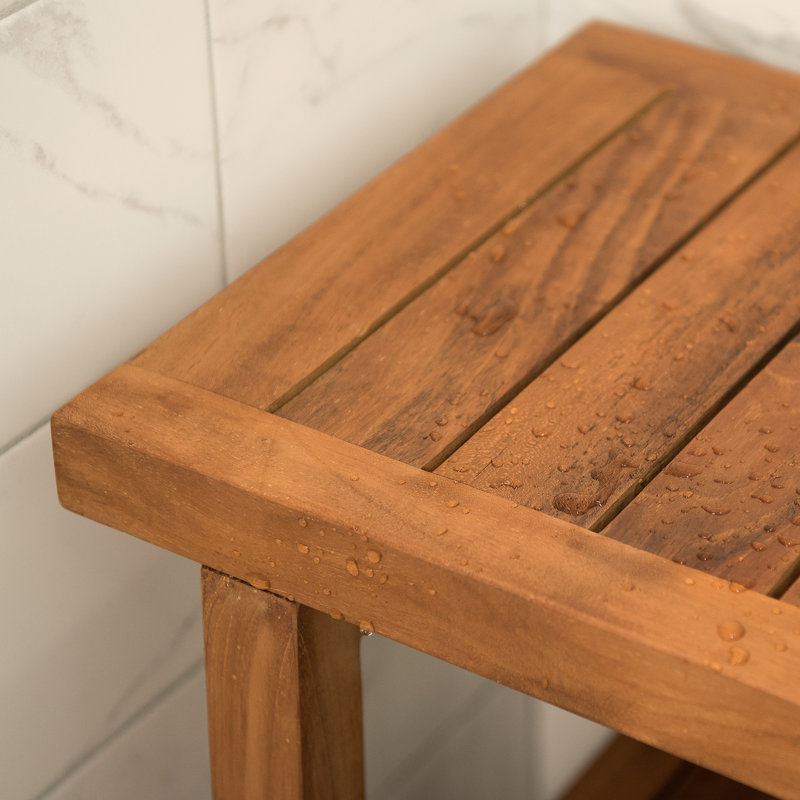 Novick Teak Shower Bench, 18" H x 24" W x 14" D