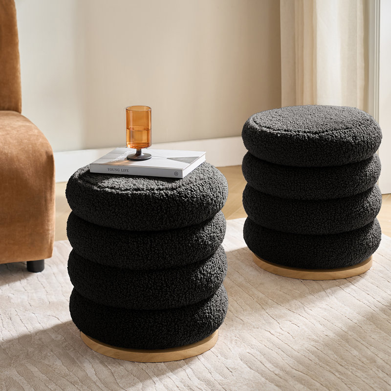 Repose-pieds rond pivotant avec rangement 360 ° Rosa, Noir
