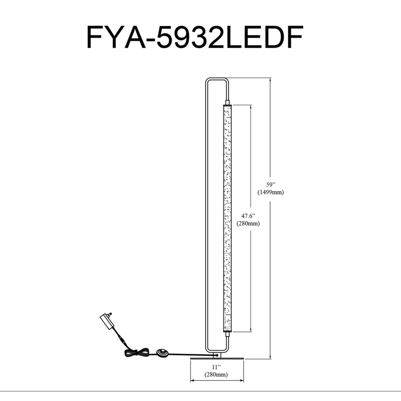 Lampe sur pied DEL 59 po Creeden, Laiton vieilli