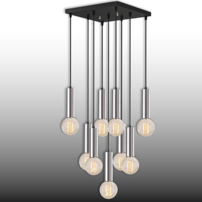 Adjustable Height 9 Lights Metal Body Cluster Pendant