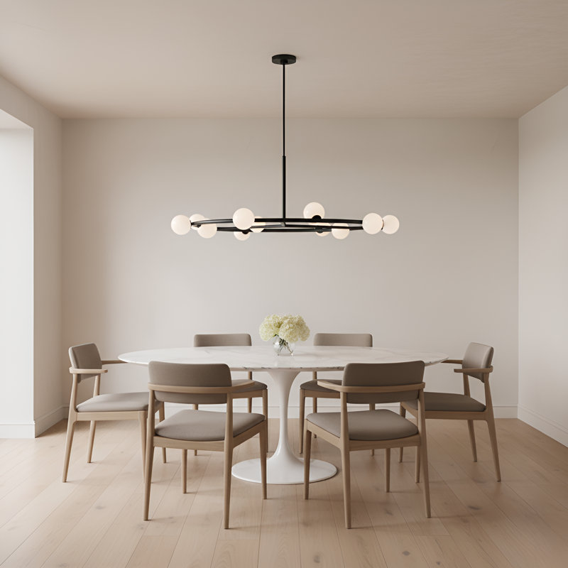 Sean Lavin Altair 9 Light Dining Room Chandelier With Milk Shade, Aged Iron